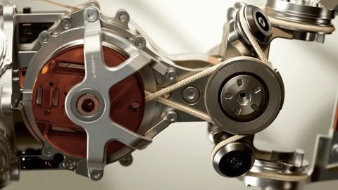 A close-up of the intricate tendon-driven actuator system inside the 1X Neo.