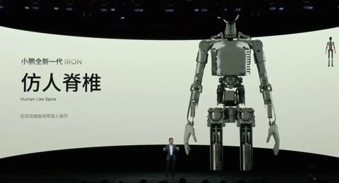 A diagram showing the human-like spine of the XPeng IRON robot