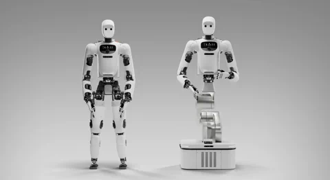 Apptronik Apollo 2 exibido tanto em sua configuração bípede quanto na versão com torso sobre rodas
