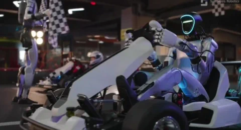 Startup chinesa ensina humanoide a fazer drift com go-kart