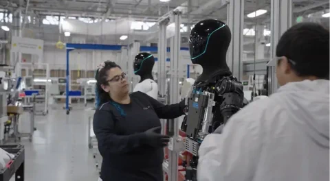 La linea di assemblaggio Optimus di Tesla accende il dibattito UE