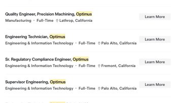 Tesla Optimus: 110 vacatures voor robotteam