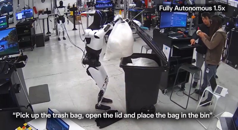 Robot Tesla Optimus uczy się z filmów internetowych i wynosi śmieci