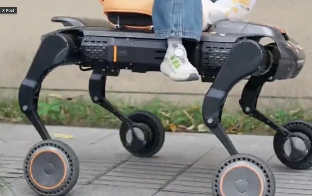 Il cane robot B2 di Unitree fa da tata e porta un bimbo a scuola